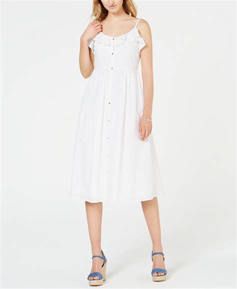 Michael Kors Cotton Ruffled Eyelet Shirtdress 